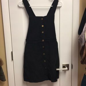 Black corduroy romper/ overall dress.